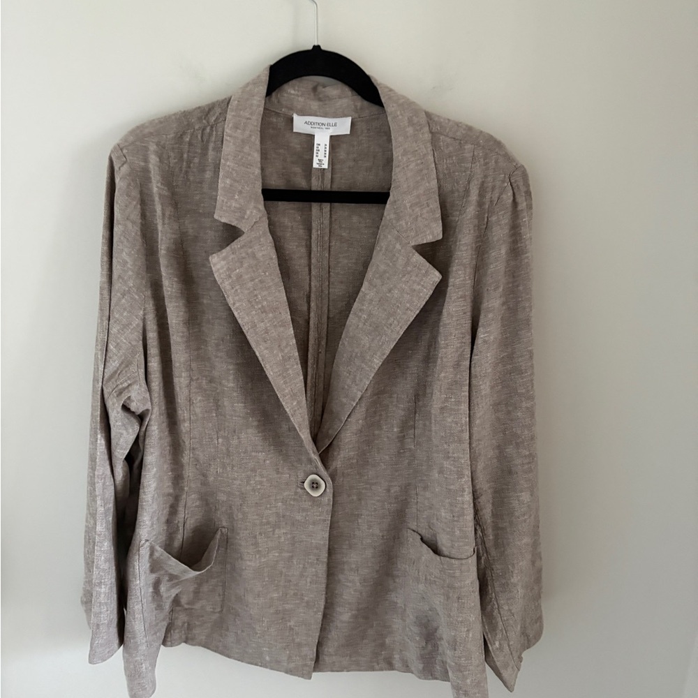 Addition Elle Women’s Gray Linen Blend Blazer Size 24